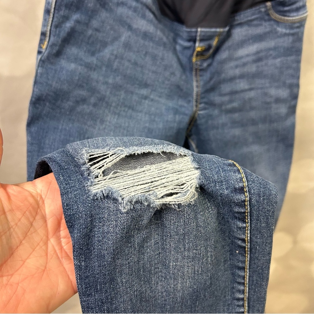 Isabel Maternity Denim Blue Jeans Distressing Size 2